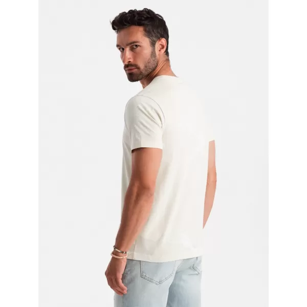  Pánské triko OMBRE OM-TSFP-0184 CREAM 