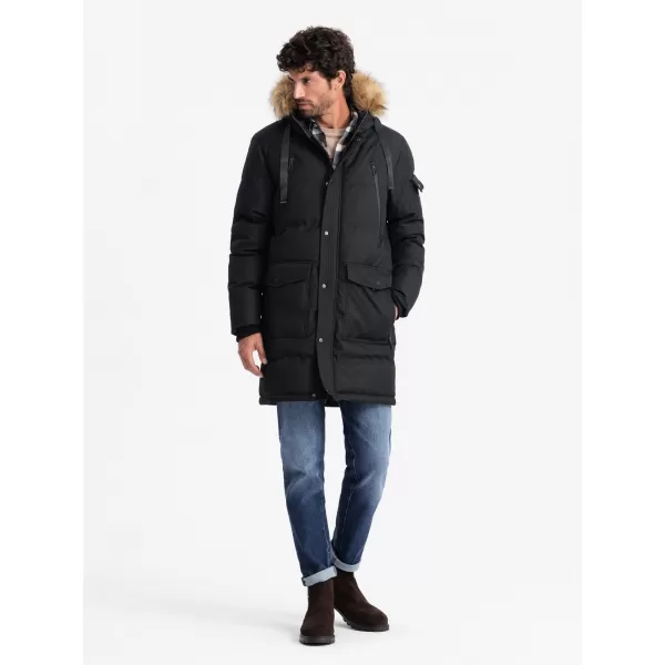  Pánská zimní bunda OMBRE OM-JALJ-0182 BLACK 