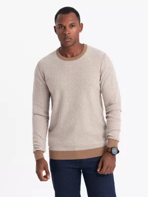 Pánský svetr OMBRE OM-SWSW-0111 LIGHT BROWN