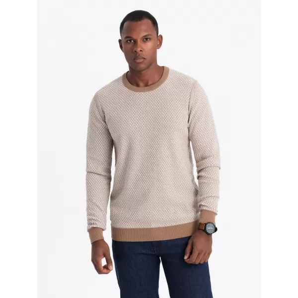  Pánský svetr OMBRE OM-SWSW-0111 LIGHT BROWN 