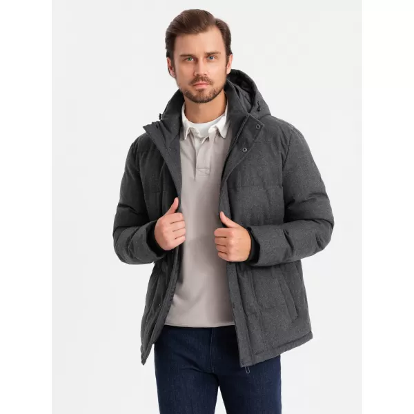  Pánská bunda OMBRE OM-JAHP-0203 BLACK MELANGE 