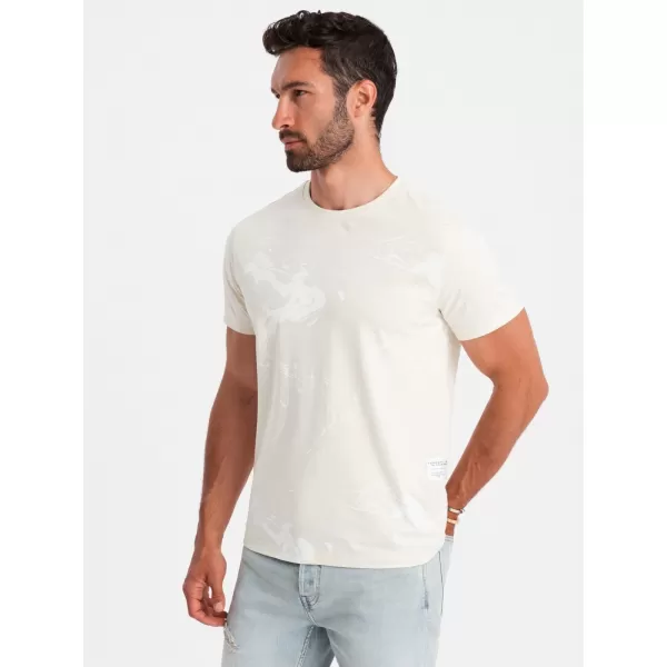  Pánské triko OMBRE OM-TSFP-0184 CREAM 
