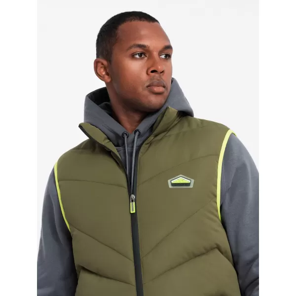  Pánská vesta OMBRE OM-JAVJ-0210 OLIVE 