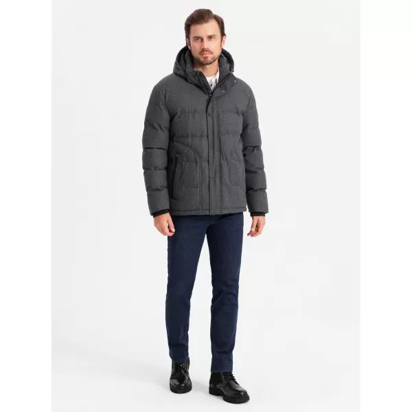  Pánská bunda OMBRE OM-JAHP-0203 BLACK MELANGE 