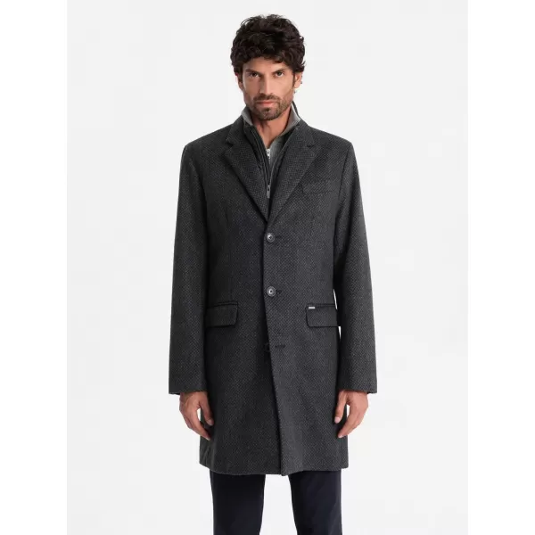  Pánský kabát OMBRE OM-COWC-0121 GRAPHITE 
