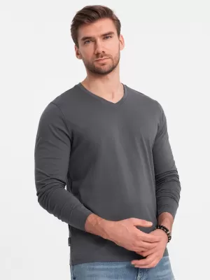 Pánské triko s dlouhým rukávem OMBRE OM-LSBL-0108 GRAPHITE