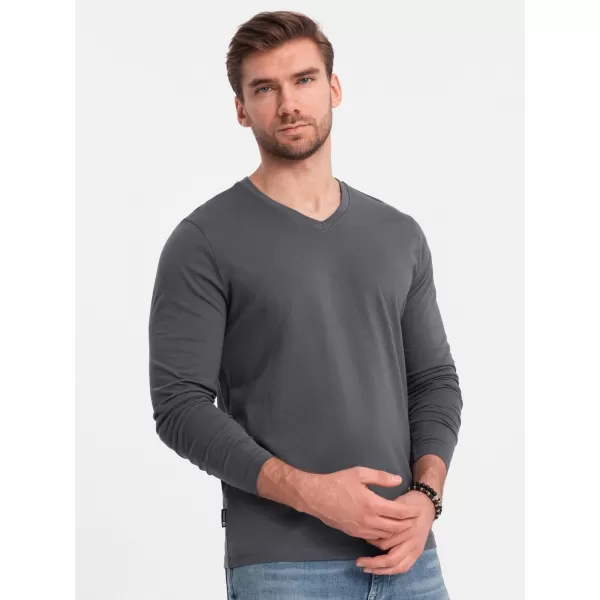  Pánské triko s dlouhým rukávem OMBRE OM-LSBL-0108 GRAPHITE 