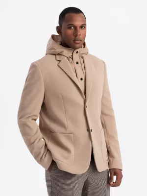 Pánské sako OMBRE OM-BLZB-0133 LIGHT BROWN