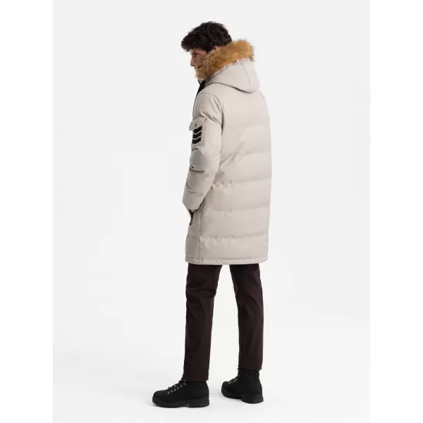  Pánská zimní bunda OMBRE OM-JALJ-0182 BEIGE 