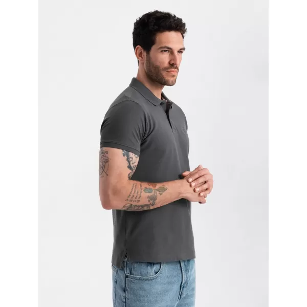  Pánské triko s límečkem OMBRE OM-POBS-0100 GRAPHITE 