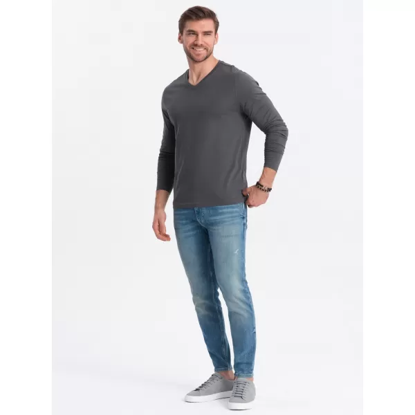  Pánské triko s dlouhým rukávem OMBRE OM-LSBL-0108 GRAPHITE 