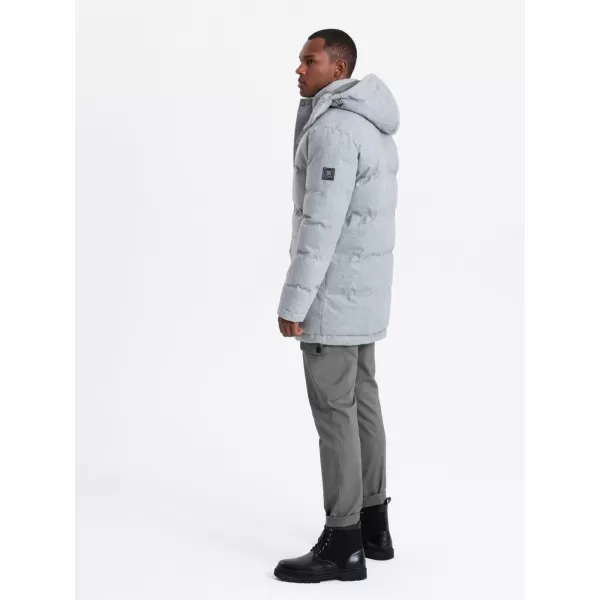  Pánská bunda OMBRE OM-JALJ-0217 LIGHT GREY MELANGE 
