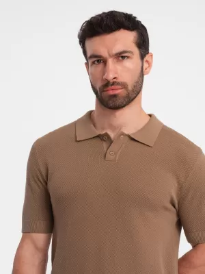 Pánské triko s límečkem OMBRE OM-POSS-0117 LIGHT BROWN