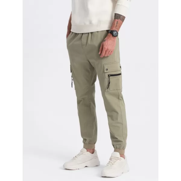  Pánské kalhoty OMBRE OM-PAJO-0125 KHAKI 
