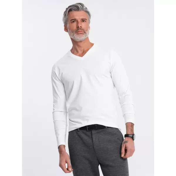  Pánské triko s dlouhým rukávem OMBRE OM-LSBL-0108 WHITE 