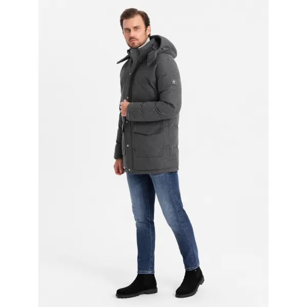  Pánská bunda OMBRE OM-JALJ-0217 BLACK MELANGE 
