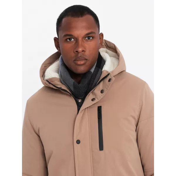  Pánská bunda OMBRE OM-JALJ-0181 BEIGE 