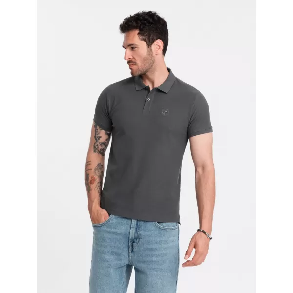  Pánské triko s límečkem OMBRE OM-POBS-0100 GRAPHITE 