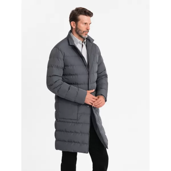  Pánský kabát OMBRE OM-JALJ-0177 GRAPHITE 