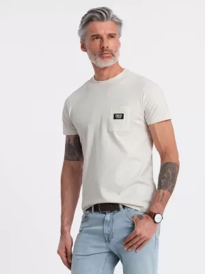 Pánské triko OMBRE OM-TSCT-0109 CREAM