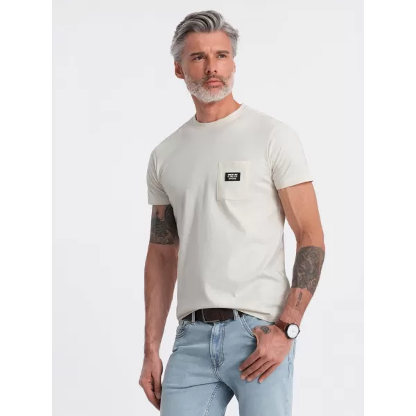  Pánské triko OMBRE OM-TSCT-0109 CREAM 
