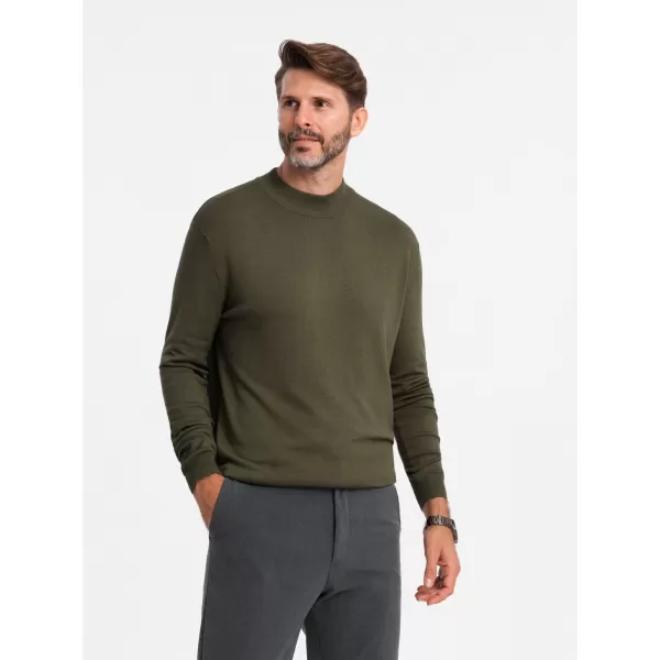  Pánský svetr OMBRE OM-SWTN-0100 KHAKI 