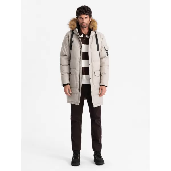  Pánská zimní bunda OMBRE OM-JALJ-0182 BEIGE 