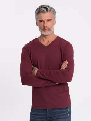 Pánské triko s dlouhým rukávem OMBRE OM-LSBL-0108 MAROON