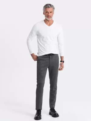 Pánské triko s dlouhým rukávem OMBRE OM-LSBL-0108 WHITE