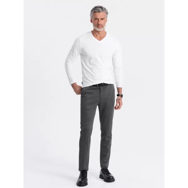  Pánské triko s dlouhým rukávem OMBRE OM-LSBL-0108 WHITE 