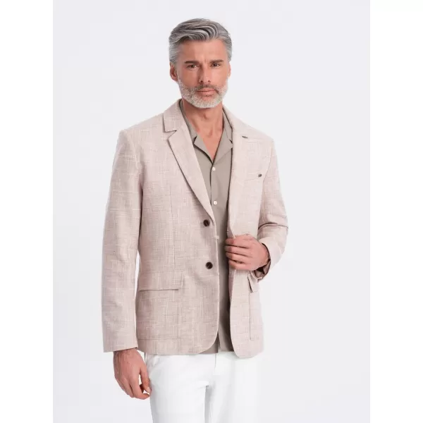  Pánské sako OMBRE OM-BLZB-0128 LIGHT BEIGE 