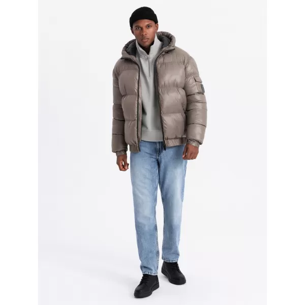  Pánská bunda OMBRE OM-JAHP-0207 DARK BEIGE 