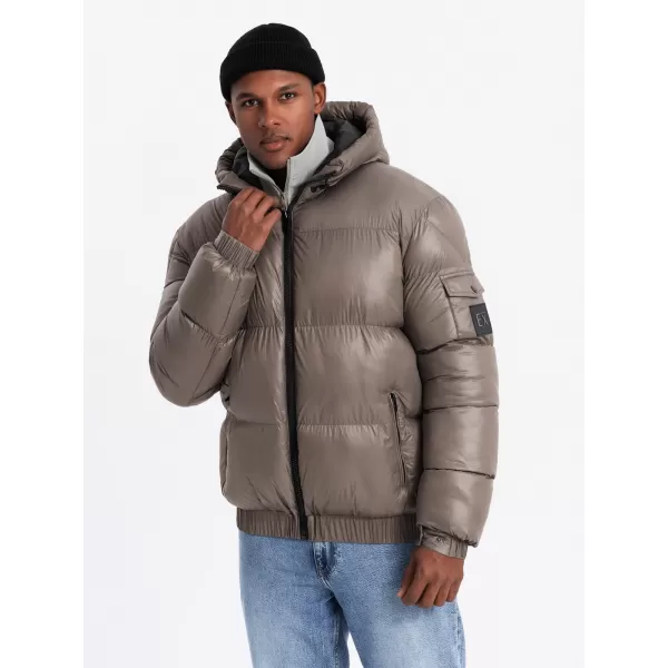  Pánská bunda OMBRE OM-JAHP-0207 DARK BEIGE 