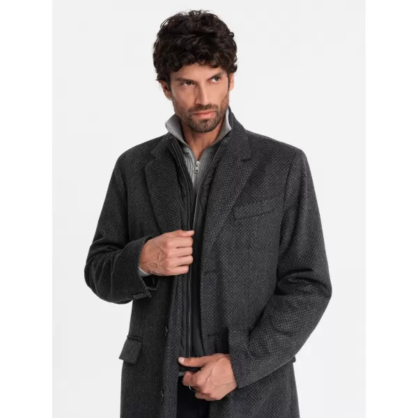  Pánský kabát OMBRE OM-COWC-0121 GRAPHITE 