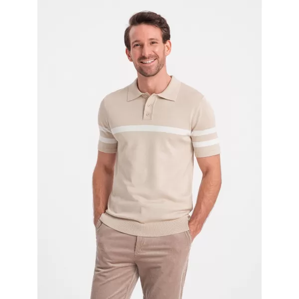  Pánské triko s límečkem OMBRE OM-POSS-0118 BEIGE 