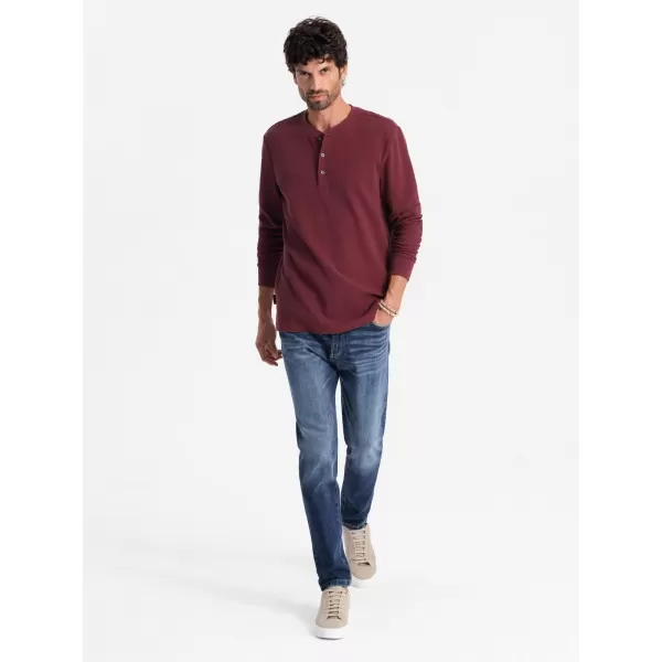  Pánské triko s dlouhým rukávem OMBRE OM-LSCL-0120 MAROON 