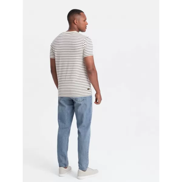  Pánské triko OMBRE OM-TSCT-0183 CREAM AND BLACK 