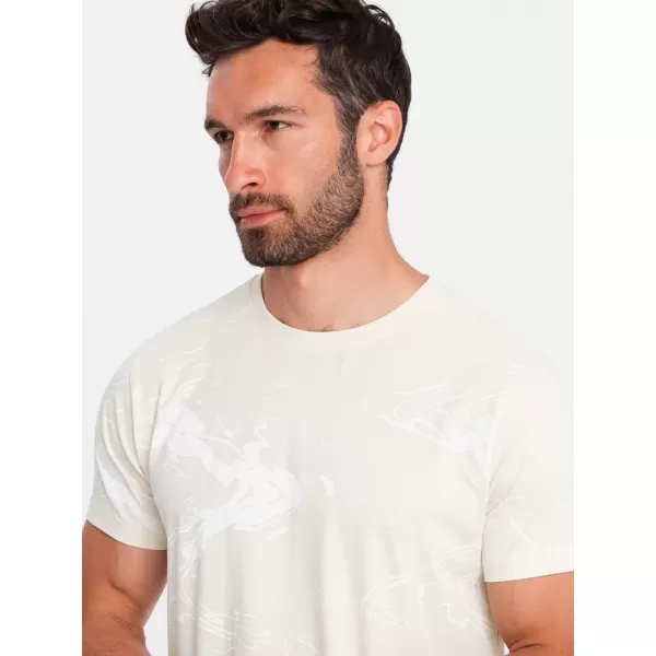  Pánské triko OMBRE OM-TSFP-0184 CREAM 