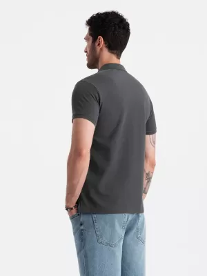 Pánské triko s límečkem OMBRE OM-POBS-0100 GRAPHITE