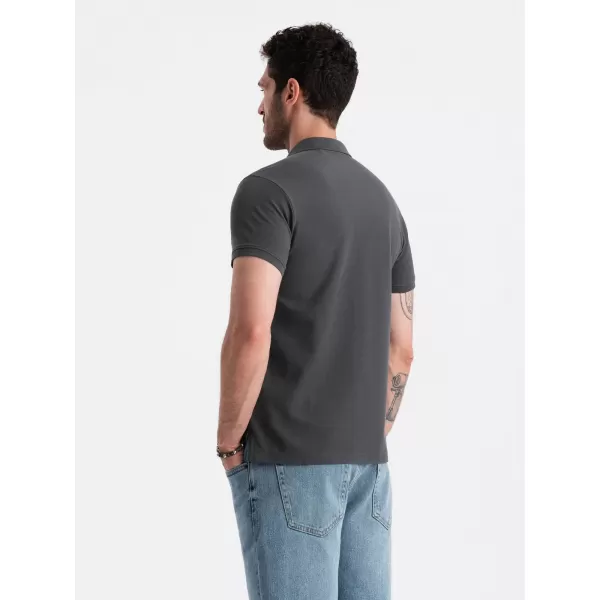  Pánské triko s límečkem OMBRE OM-POBS-0100 GRAPHITE 