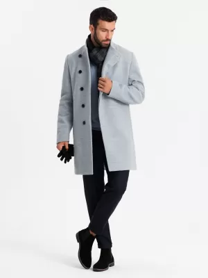 Pánský kabát OMBRE OM-COWC-0120 GREY MELANGE