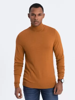 Pánský svetr OMBRE OM-SWTN-0101 CAMEL