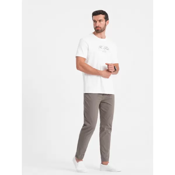  Pánské kalhoty OMBRE OM-PACP-0151 DARK BEIGE 