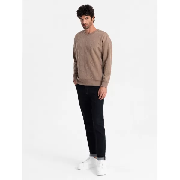  Pánská mikina OMBRE OM-SSNZ-0164 BROWN 