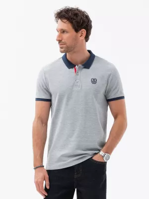 Pánské triko s límečkem OMBRE OM-POSS-0105 GRAY MELANGE