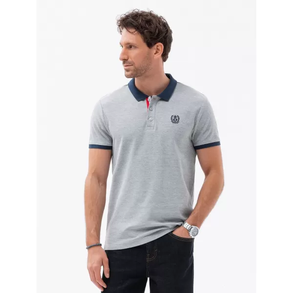  Pánské triko s límečkem OMBRE OM-POSS-0105 GRAY MELANGE 