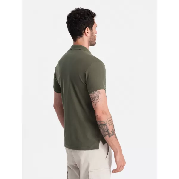  Pánské triko s límečkem OMBRE OM-POBS-0100 DARK OLIVE GREEN 
