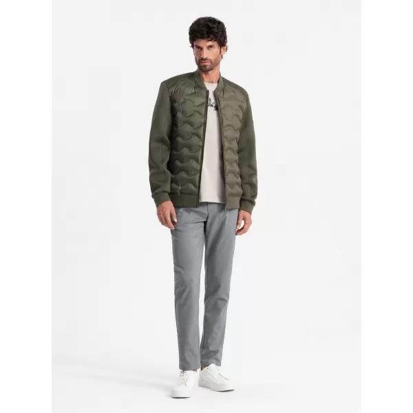  Pánská bunda OMBRE OM-JALP-0141 DARK OLIVE GREEN 