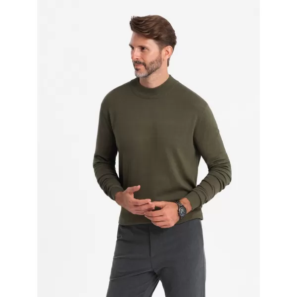  Pánský svetr OMBRE OM-SWTN-0100 KHAKI 