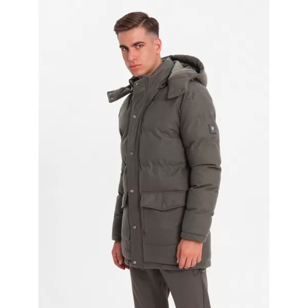  Pánská bunda OMBRE OM-JALJ-0217 DARK GREY MELANGE 